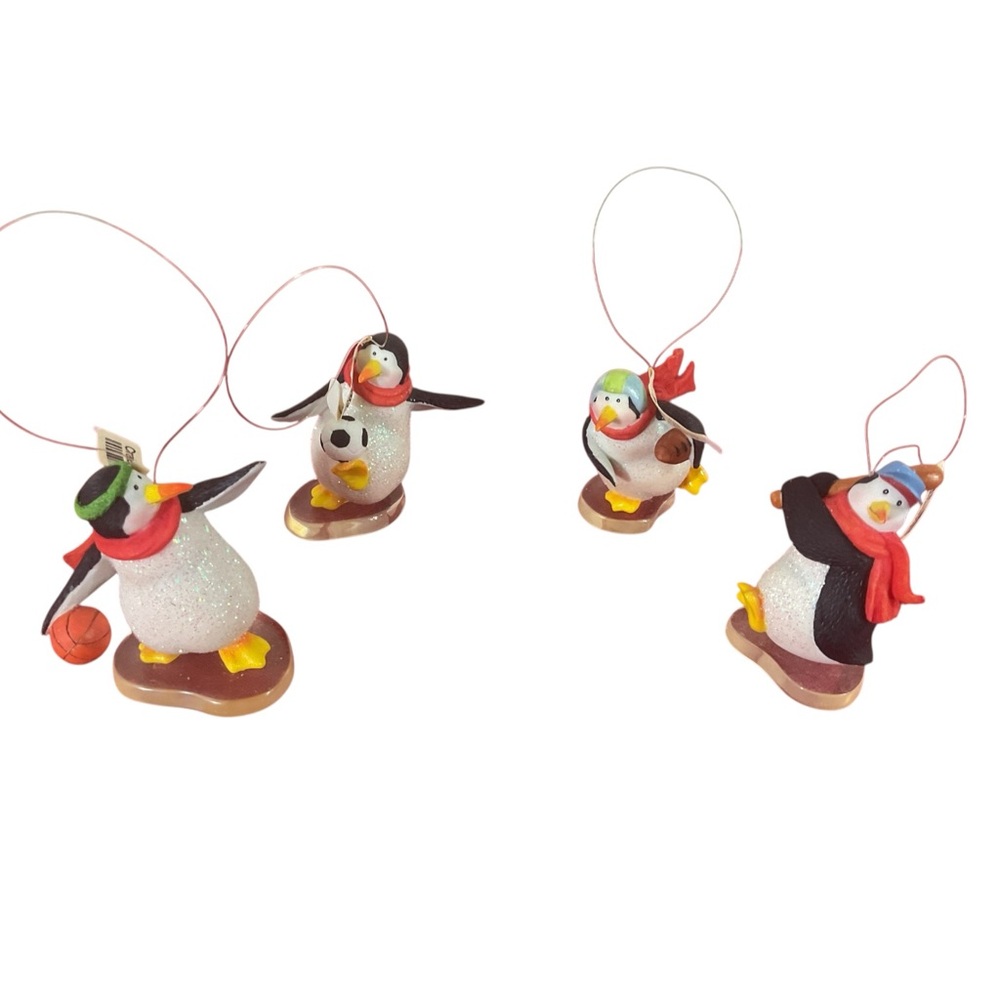 Crate and Barrel Department 56 Sporty Penguin Ornaments Set of 4 NIB